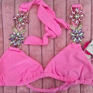 Beach Bunny Pink bottoms with metal flowers
